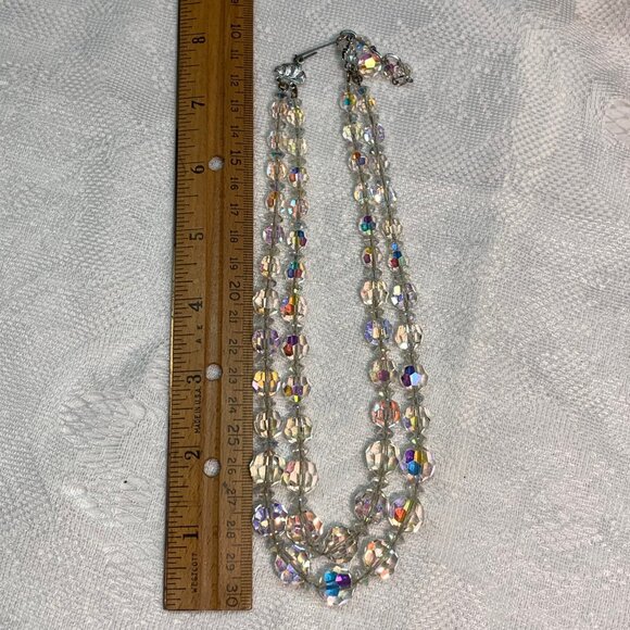 Gorgeous Crystal Double Strung Vintage Necklace Elegant Beaded WOW! - Picture 9 of 10